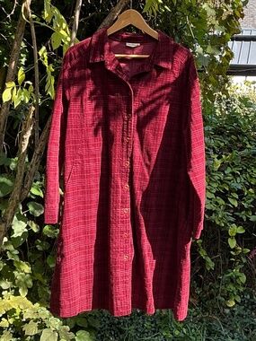 Poetry Self-check cotton cord dress Size 16 Maroon